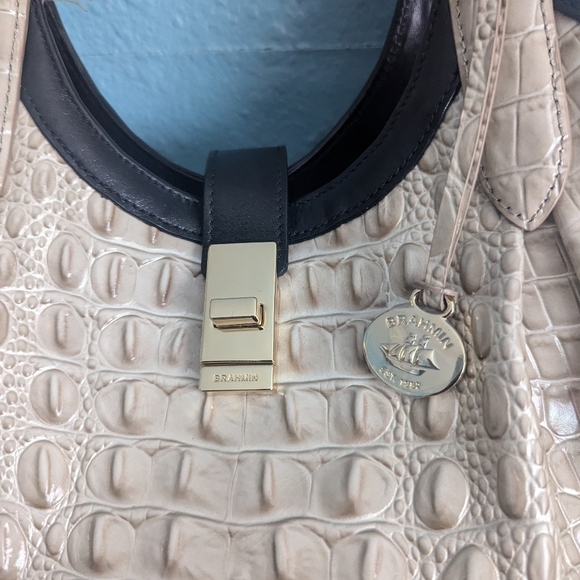 Brahmin Elegant Cream Crocodile-Embossed Tote Bag - Picture 4 of 12
